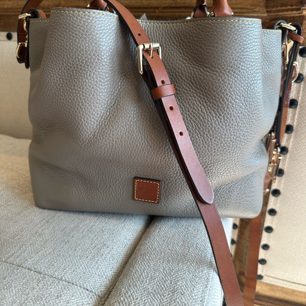 SOLD - Dooney Pebbled Grain Barlow bag- Taupe - Picture 1 of 15
